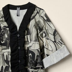 ABSTRACT PRINT JACKET WITH ROUCHE