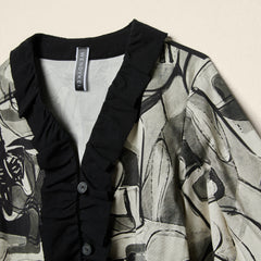 ABSTRACT PRINT JACKET WITH ROUCHE