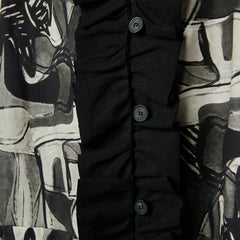 ABSTRACT PRINT JACKET WITH ROUCHE