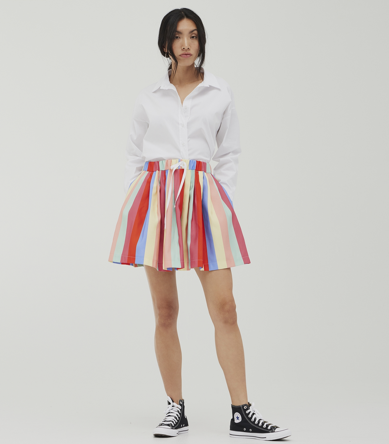 COLORED STRIPED MINI SKIRT