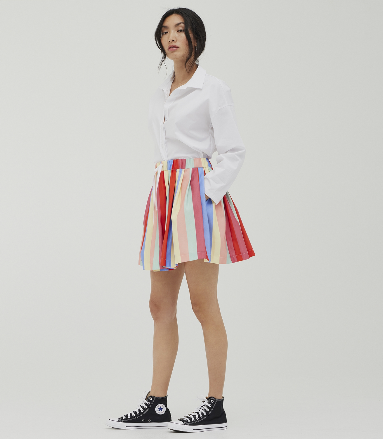 COLORED STRIPED MINI SKIRT