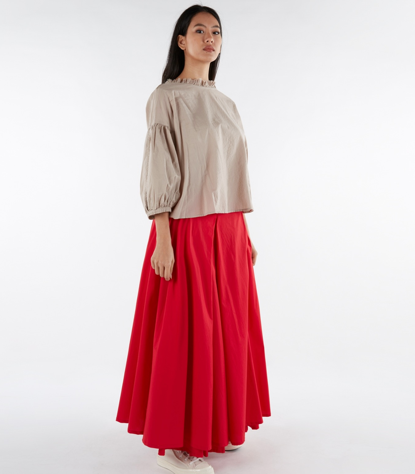 COTTON SKIRT WITH FAKE PAREO