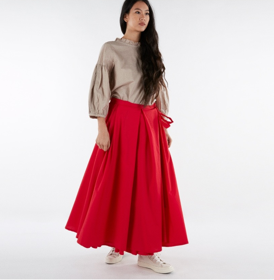 COTTON SKIRT WITH FAKE PAREO