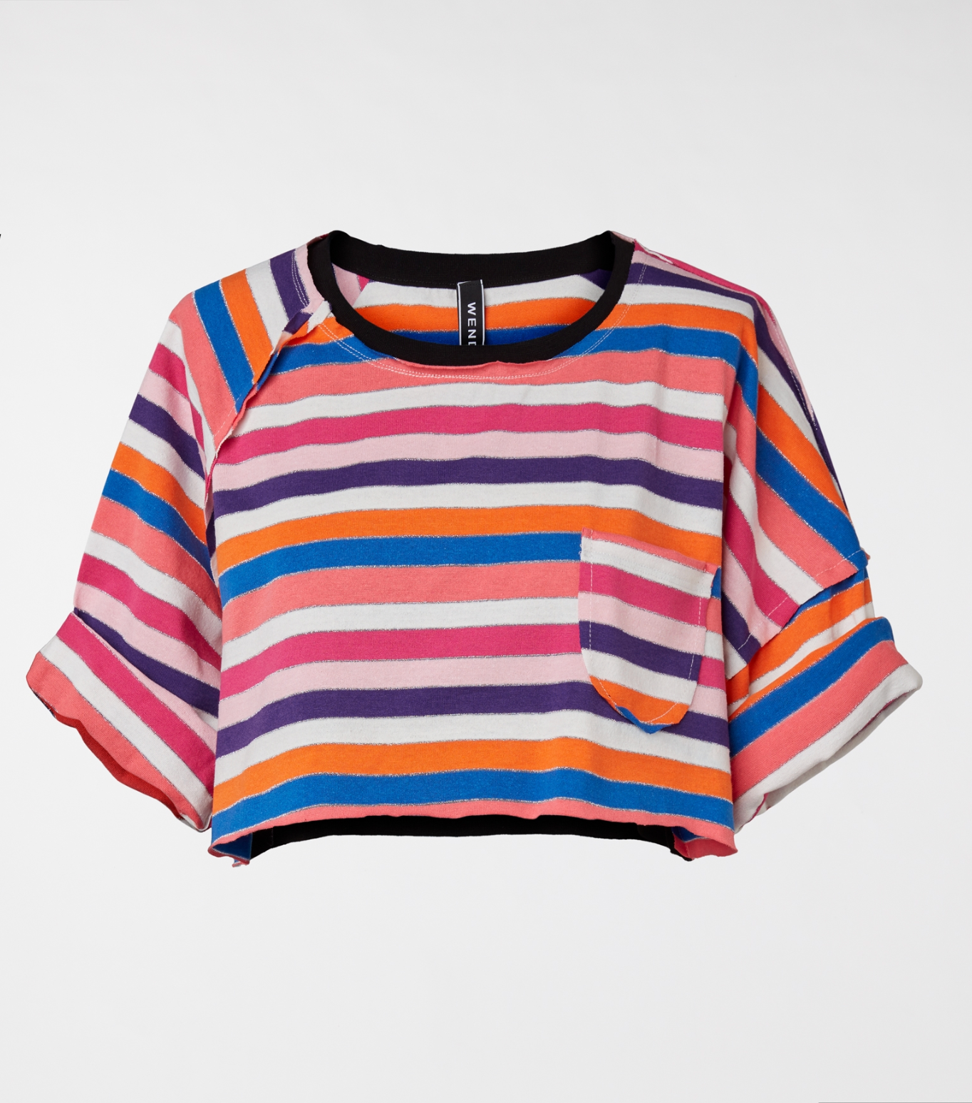 CROP T-SHIRT WITH LAMÉ YARN