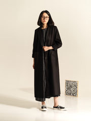 LONG COAT IN COTTON FABRIC WITH REVER COLLAR