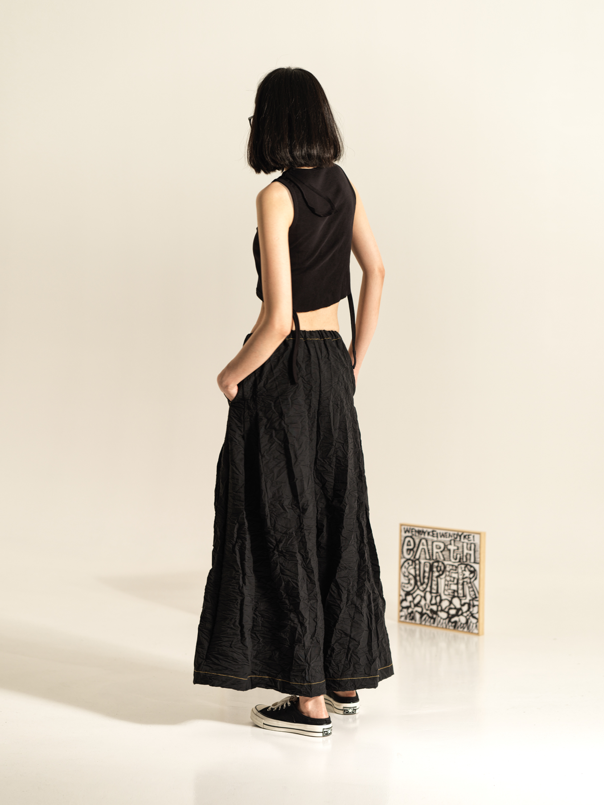 WRINKLED EFFECT PALAZZO PANTS