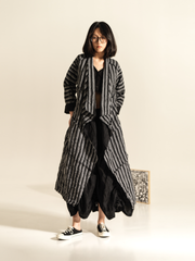 STRIPED DUSTER COAT WITH BELT