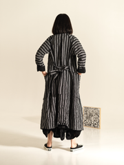 STRIPED DUSTER COAT WITH BELT