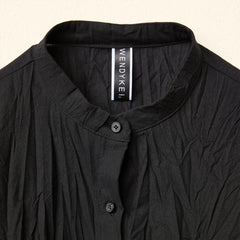 SHIRT IN WRINKLED EFFECT FABRIC WITH KOREAN COLLAR