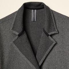 DOUBLE BREASTED COAT IN WOOL MIXED HERRINGBONE FABRIC