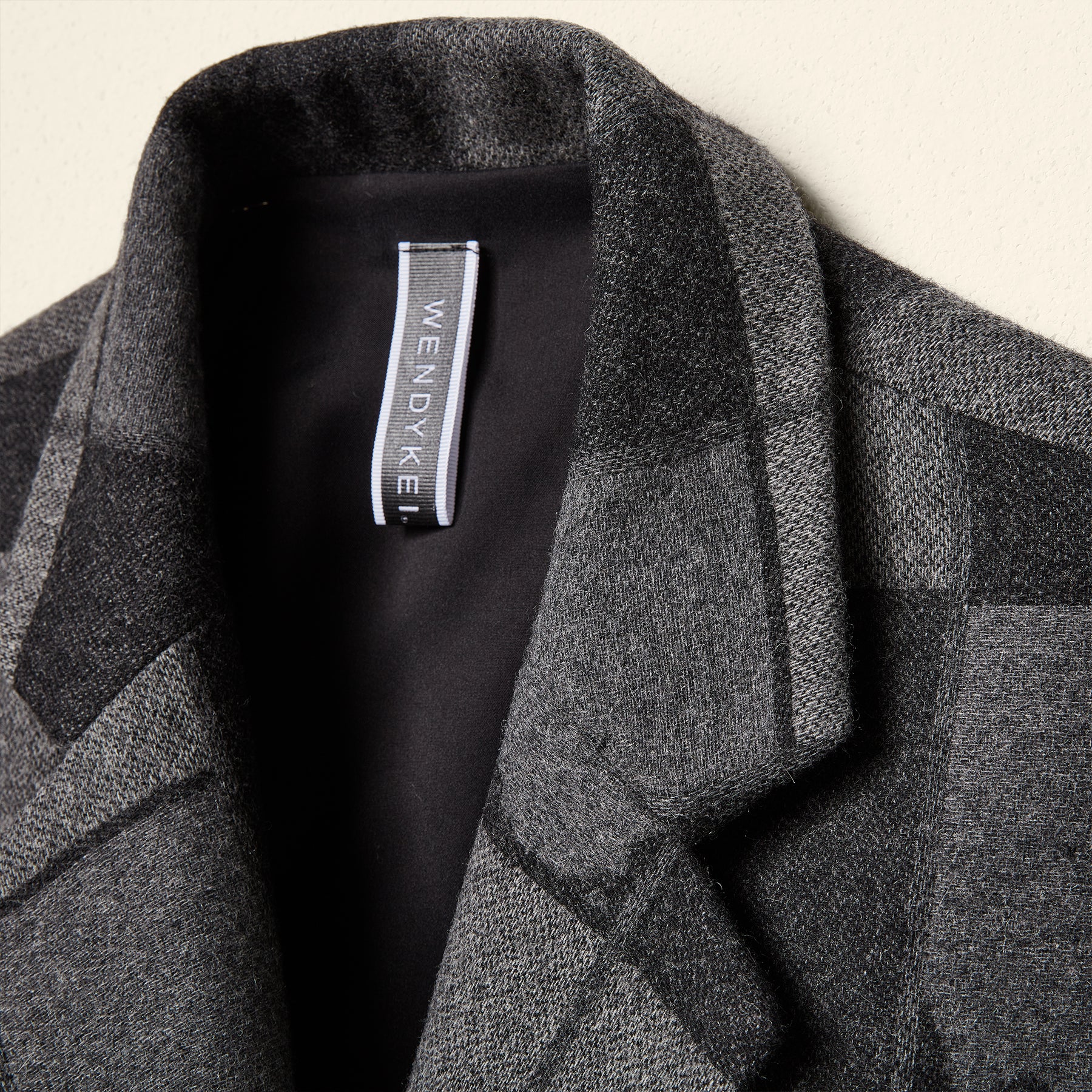 GREY CHECKED WOOL BLEND COAT