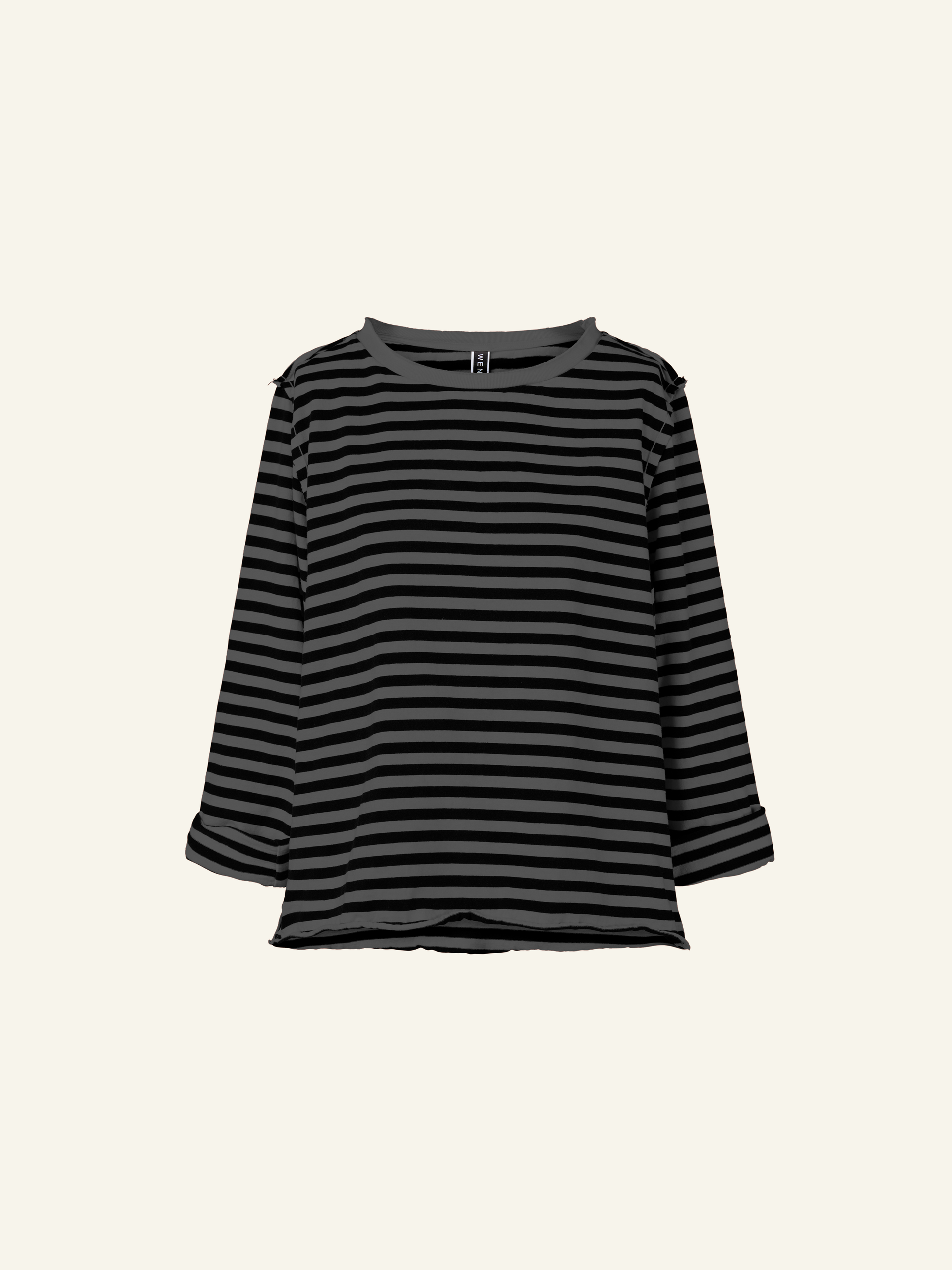 STRIPED T-SHIRT WITH RIB NECK