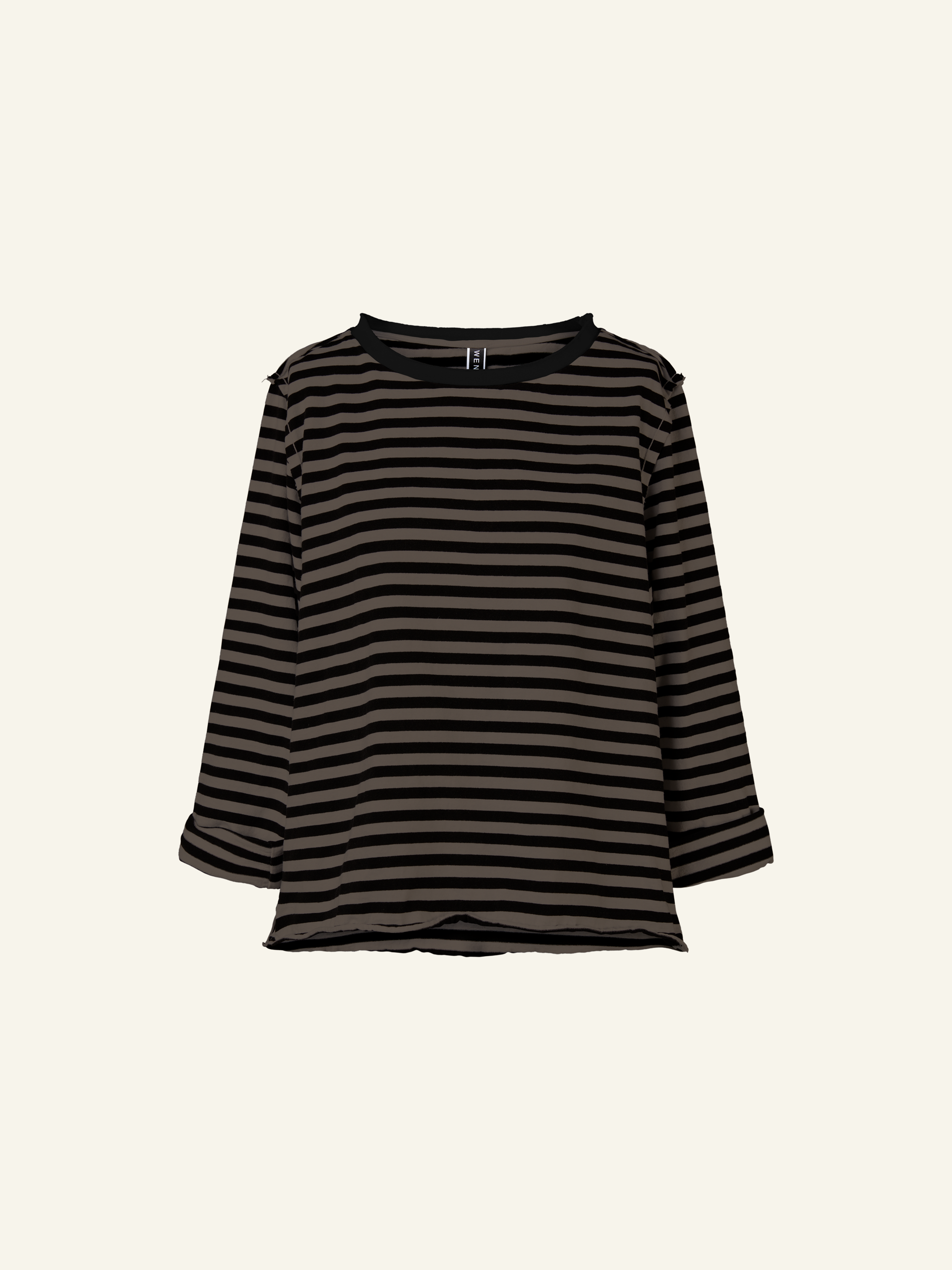 STRIPED T-SHIRT WITH RIB NECK