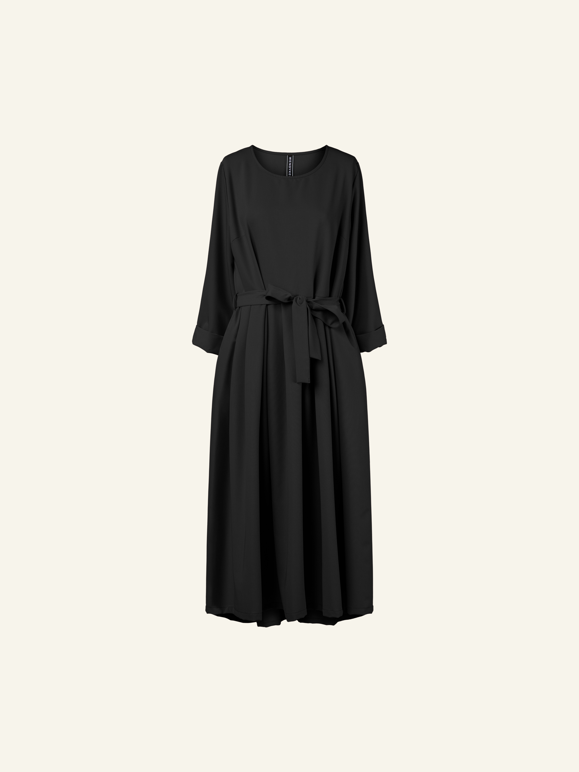 LONG VISCOSE BLEND DRESS WITH BELT