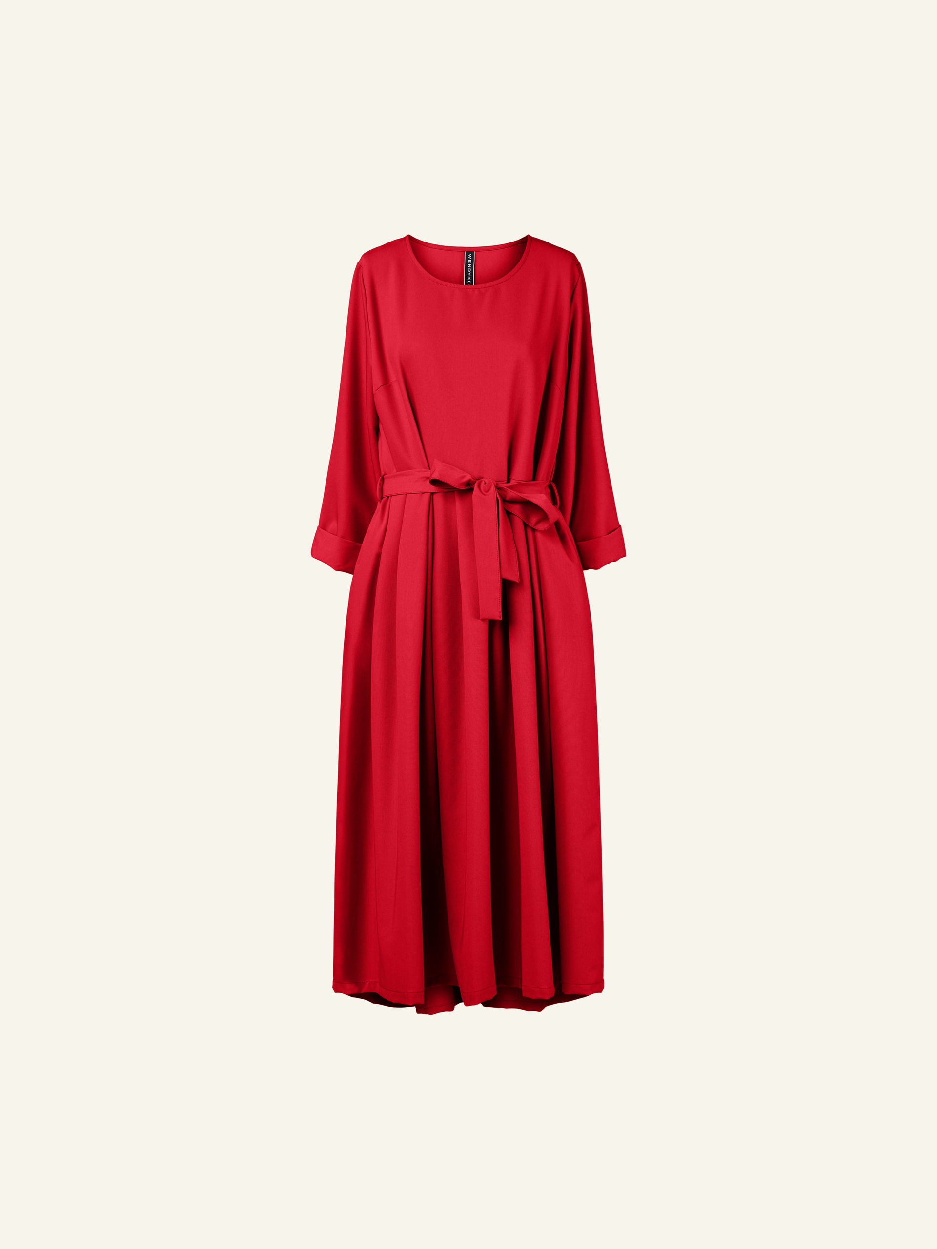 LONG VISCOSE BLEND DRESS WITH BELT