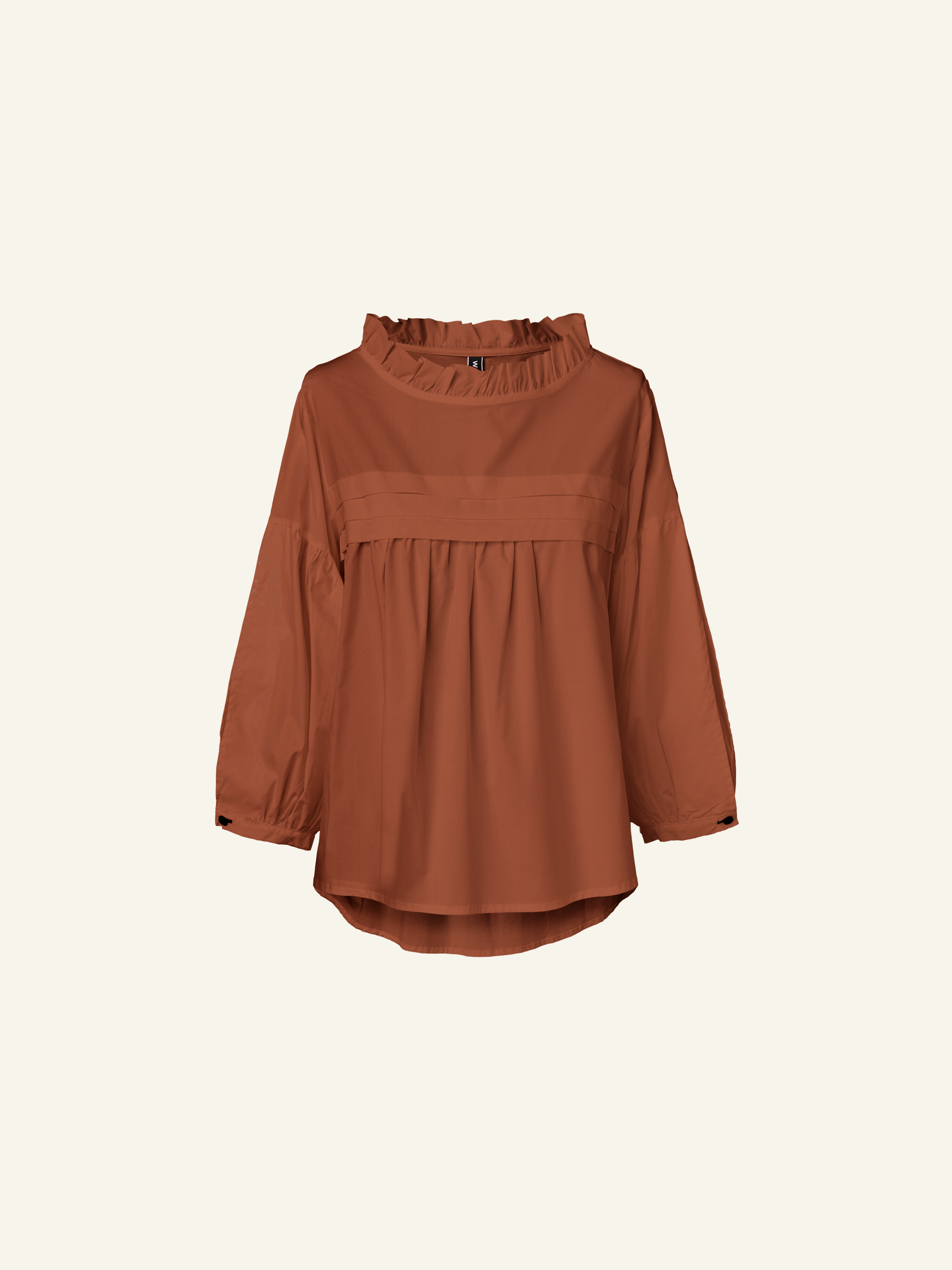 BLUSA IN POPELINE CON MANICHE A SBUFFO