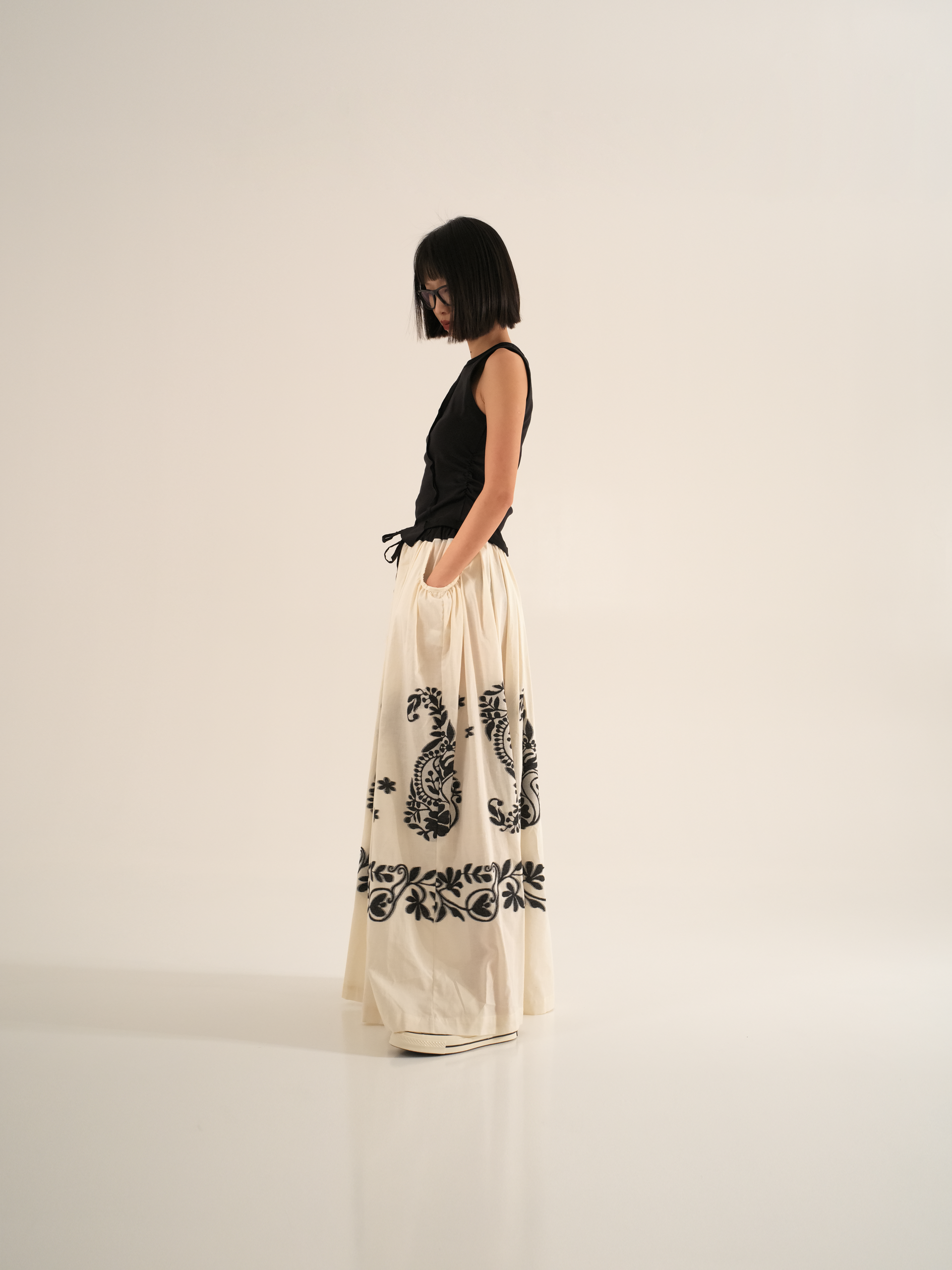 LONG SKIRT WITH JAPANESE EMBROIDERY