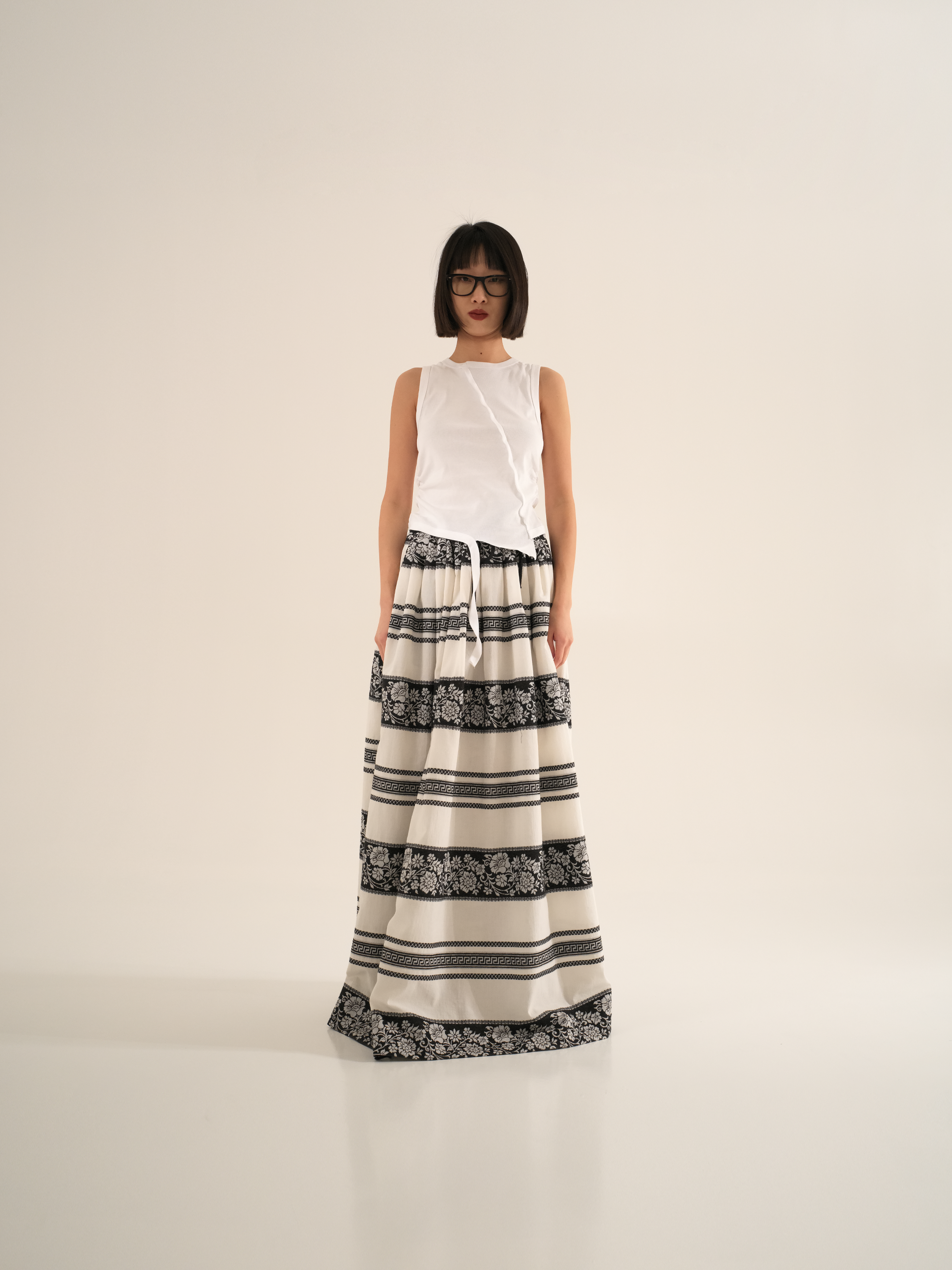 【BAON】Shoniku banding pin tuck long skirt BAON