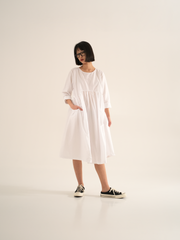 COTTON POPLIN LONG DRESS