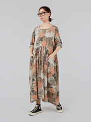 VISCOSE BLEND DRESS WITH FLOWER PATTERN