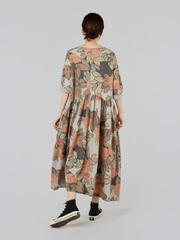 VISCOSE BLEND DRESS WITH FLOWER PATTERN