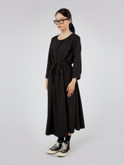 LONG VISCOSE BLEND DRESS WITH BELT