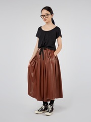 FAUX LEATHER MIDI SKIRT