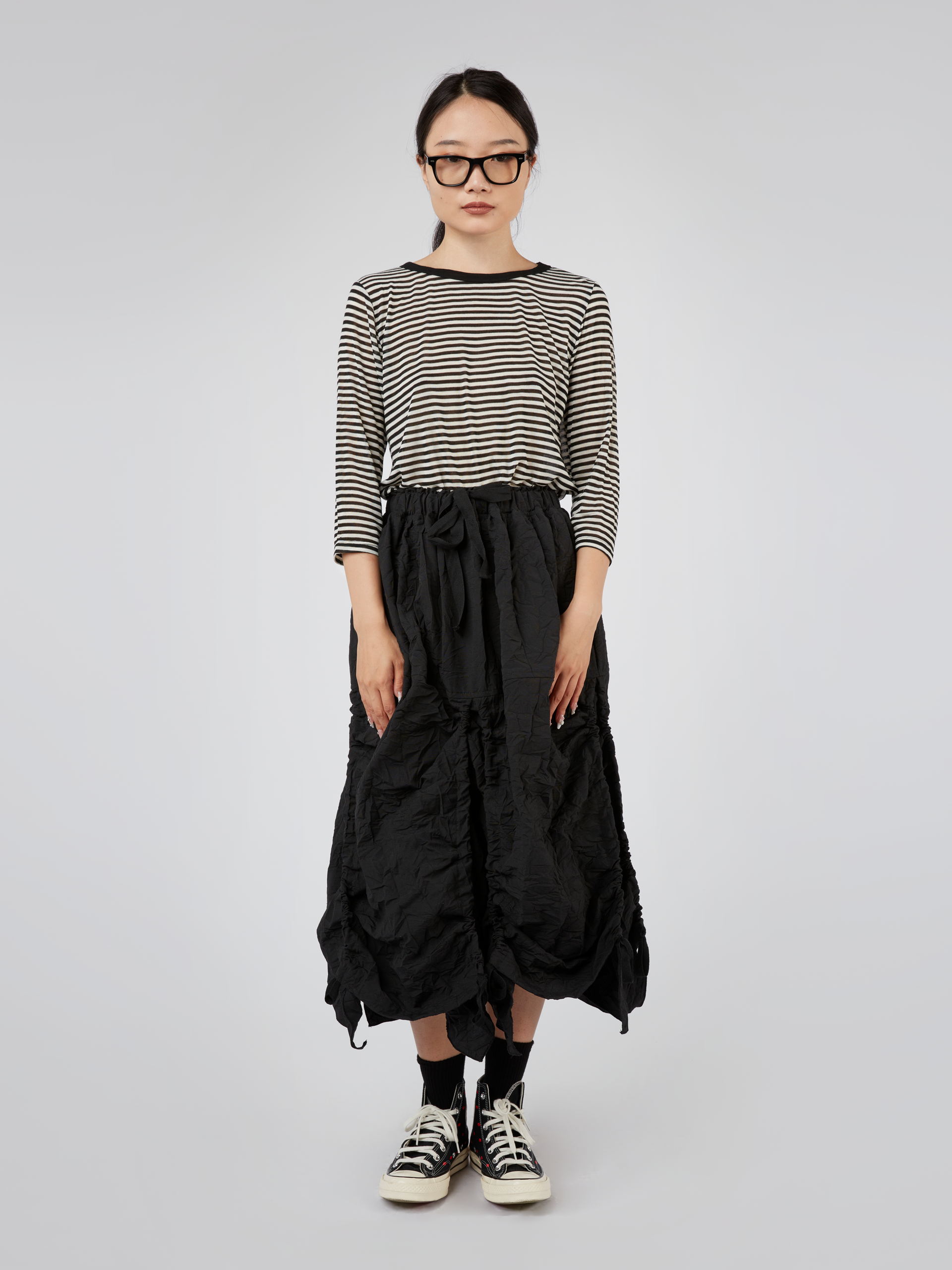 WRINKLED-EFFECT FABRIC SKIRT