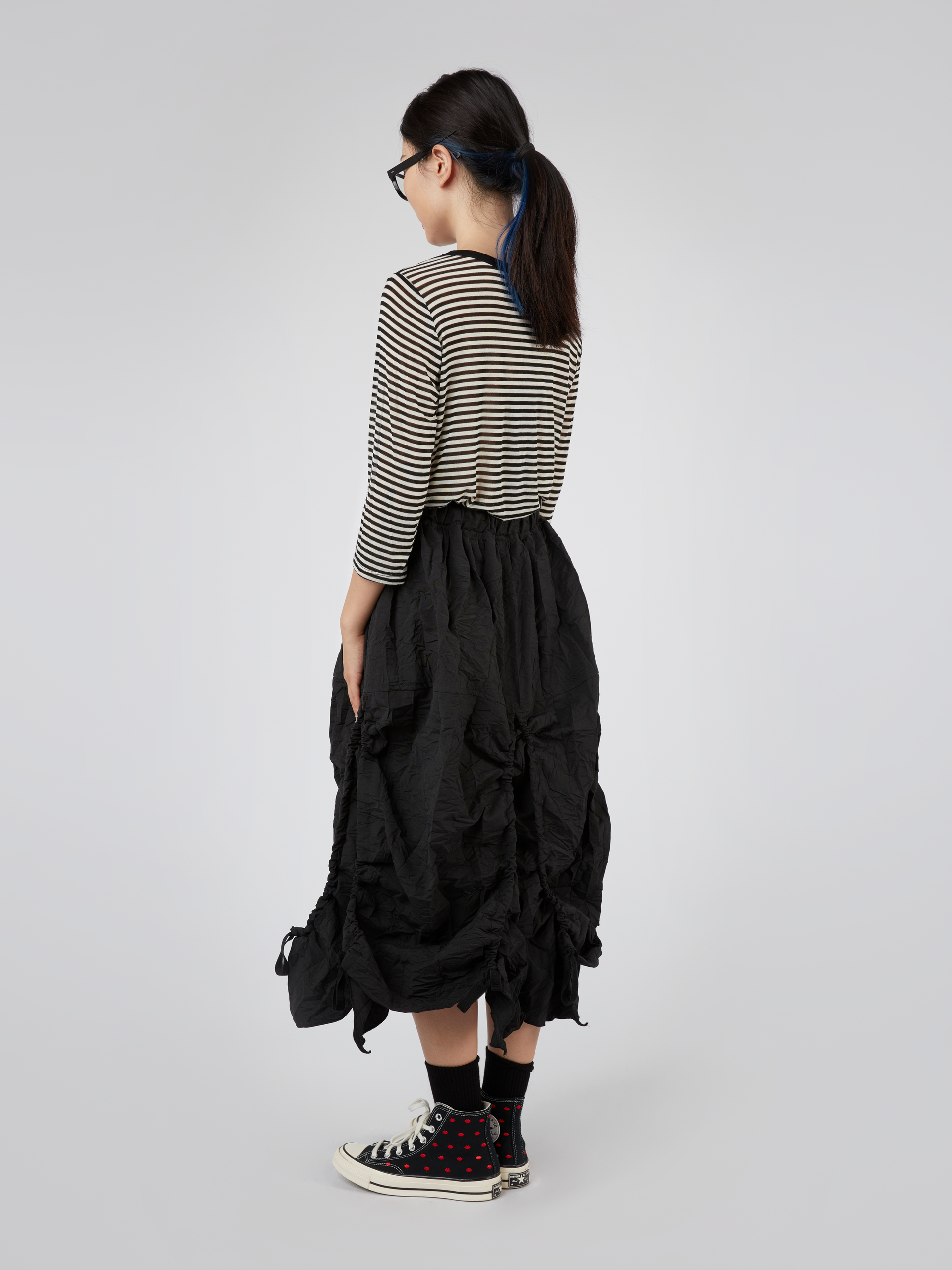 WRINKLED-EFFECT FABRIC SKIRT