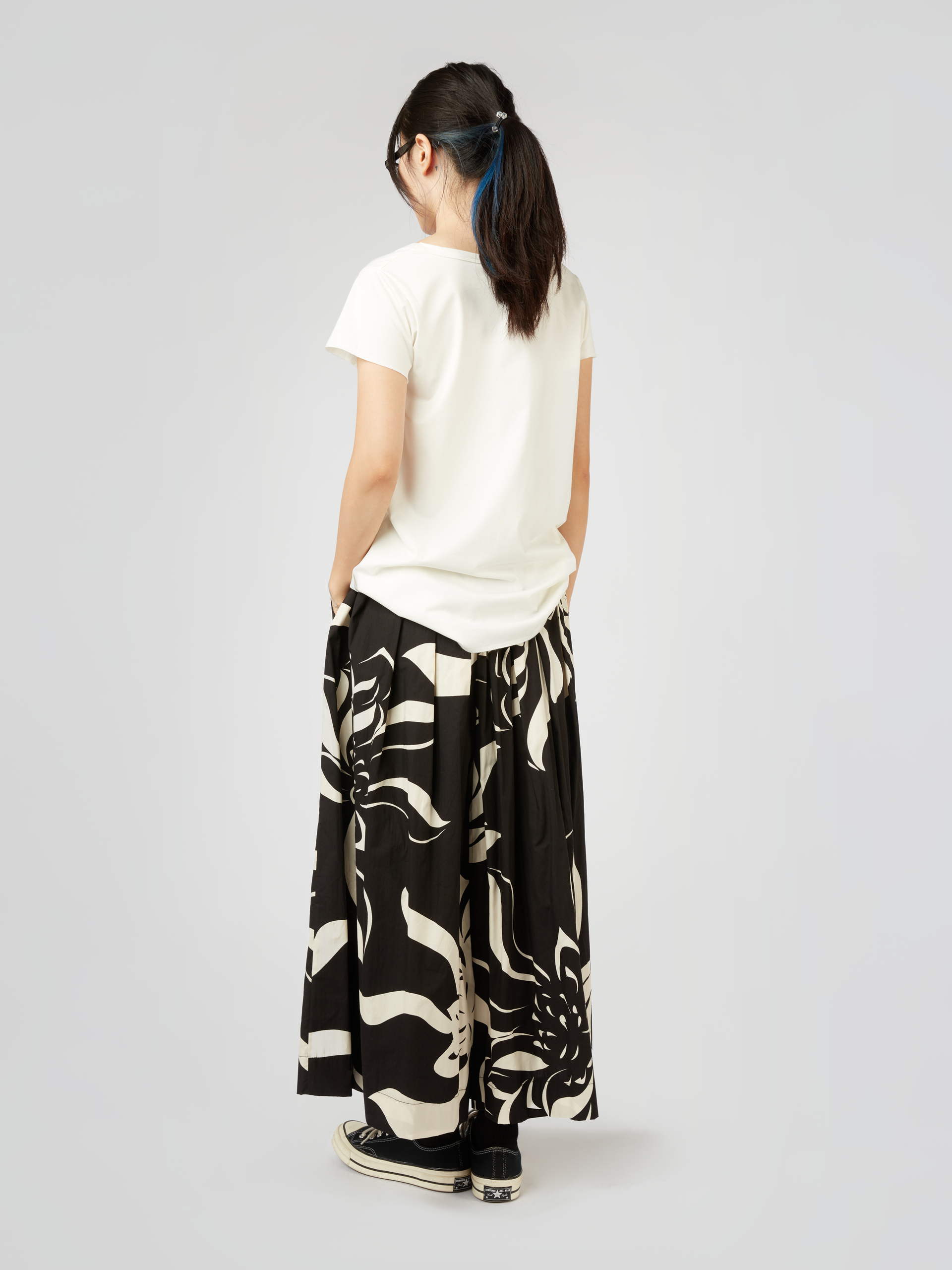 B/W PATTERN CULOTTE TROUSERS