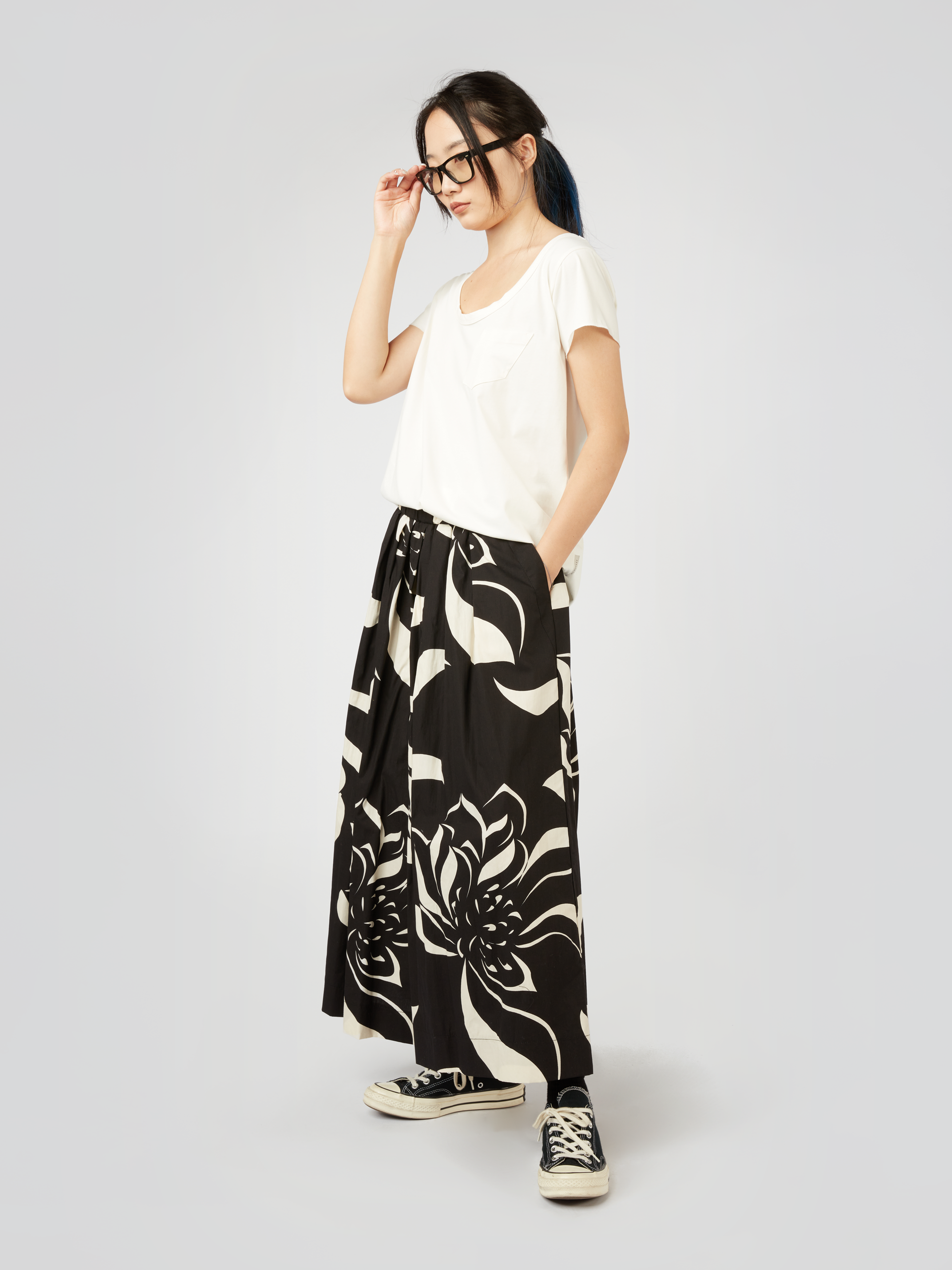 B/W PATTERN CULOTTE TROUSERS