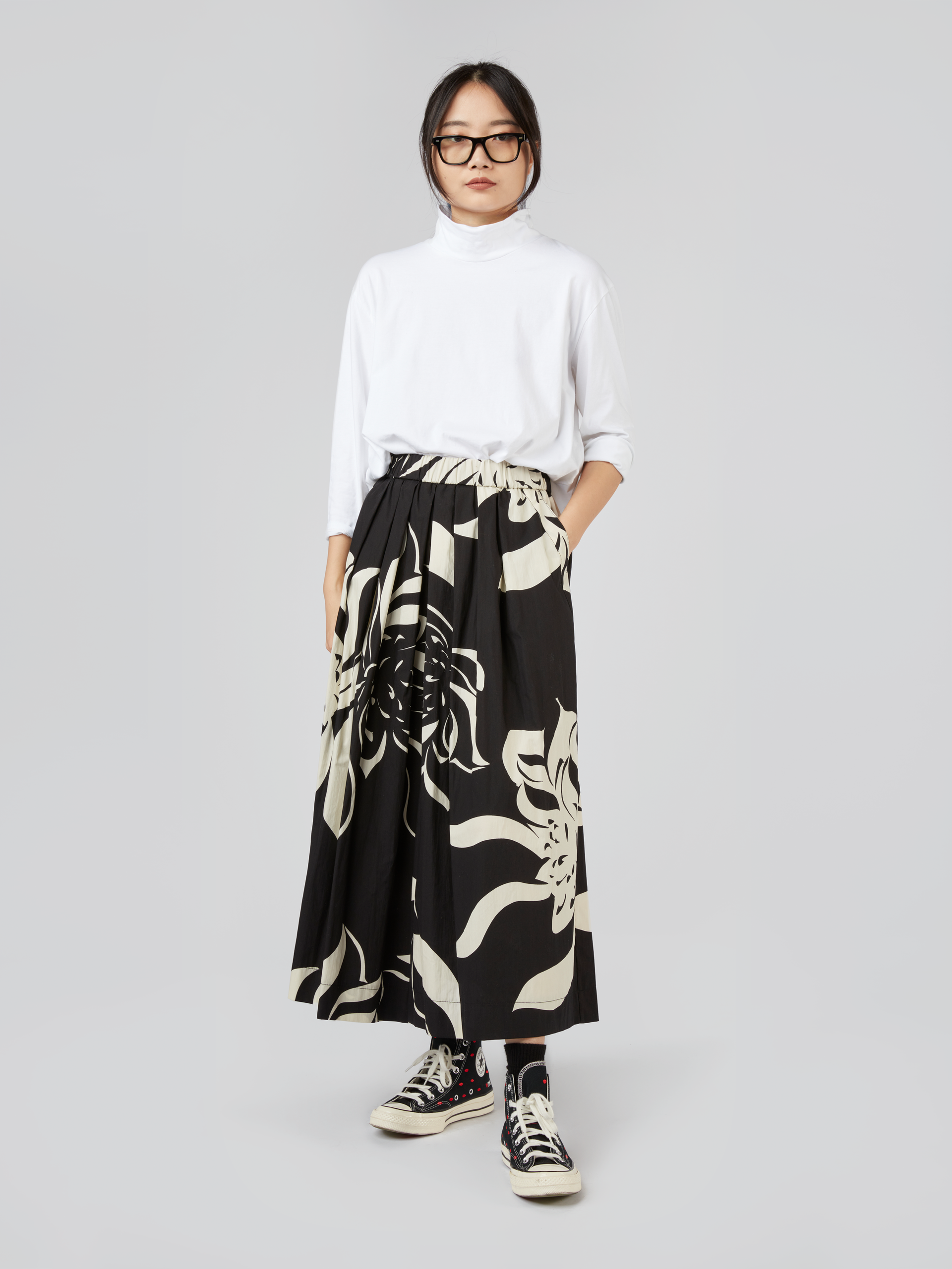 B/W PATTERN CULOTTE TROUSERS