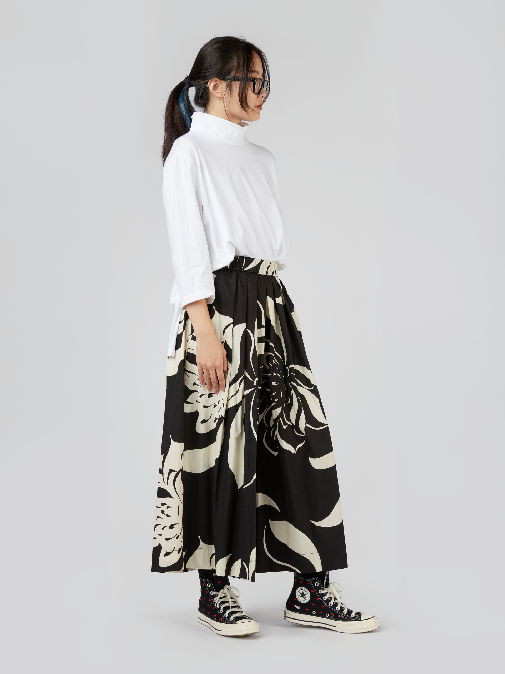 B/W PATTERN CULOTTE TROUSERS