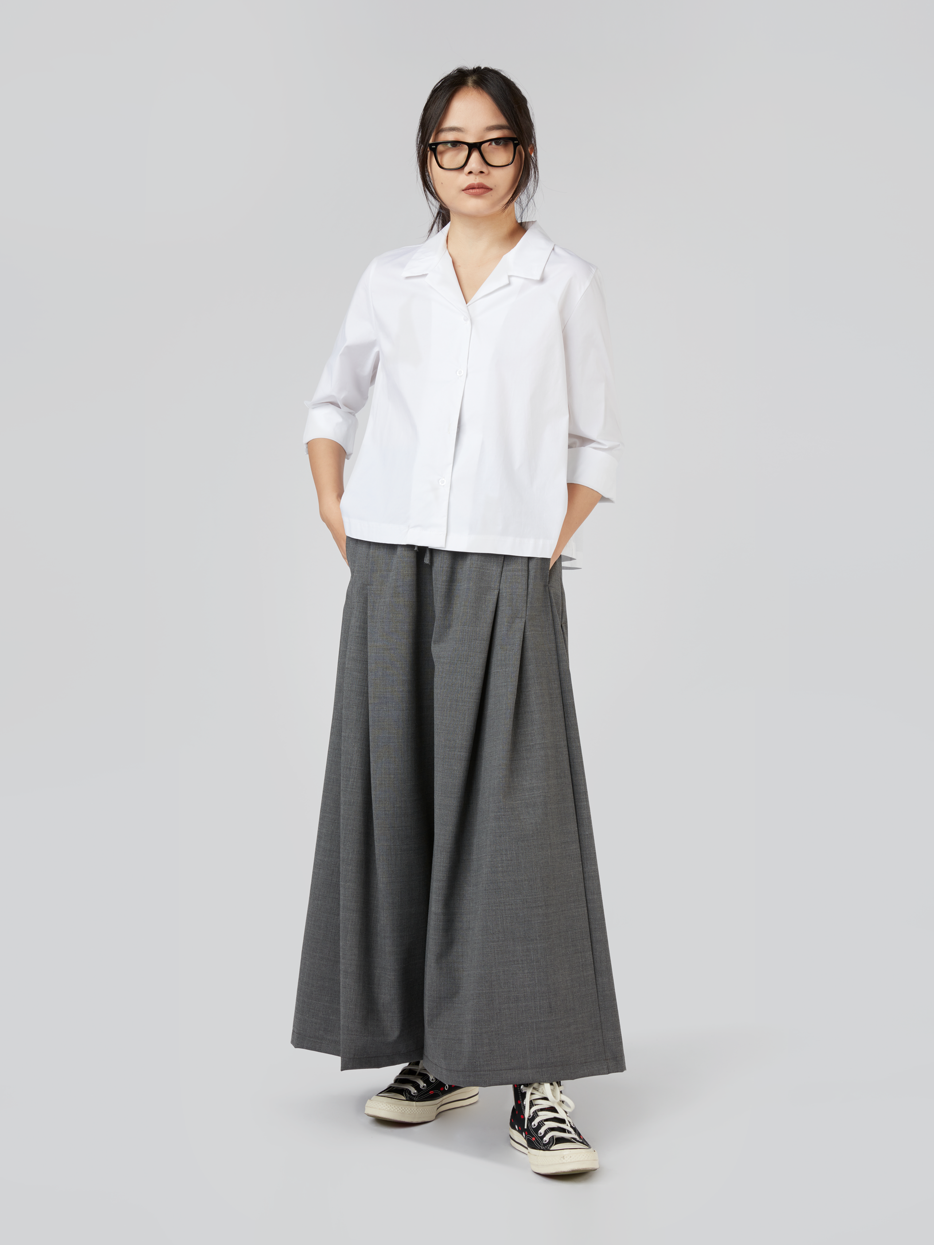 WOOL BLEND PALAZZO PANTS