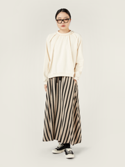 STRIPED VISCOSE BLEND LONG SKIRT