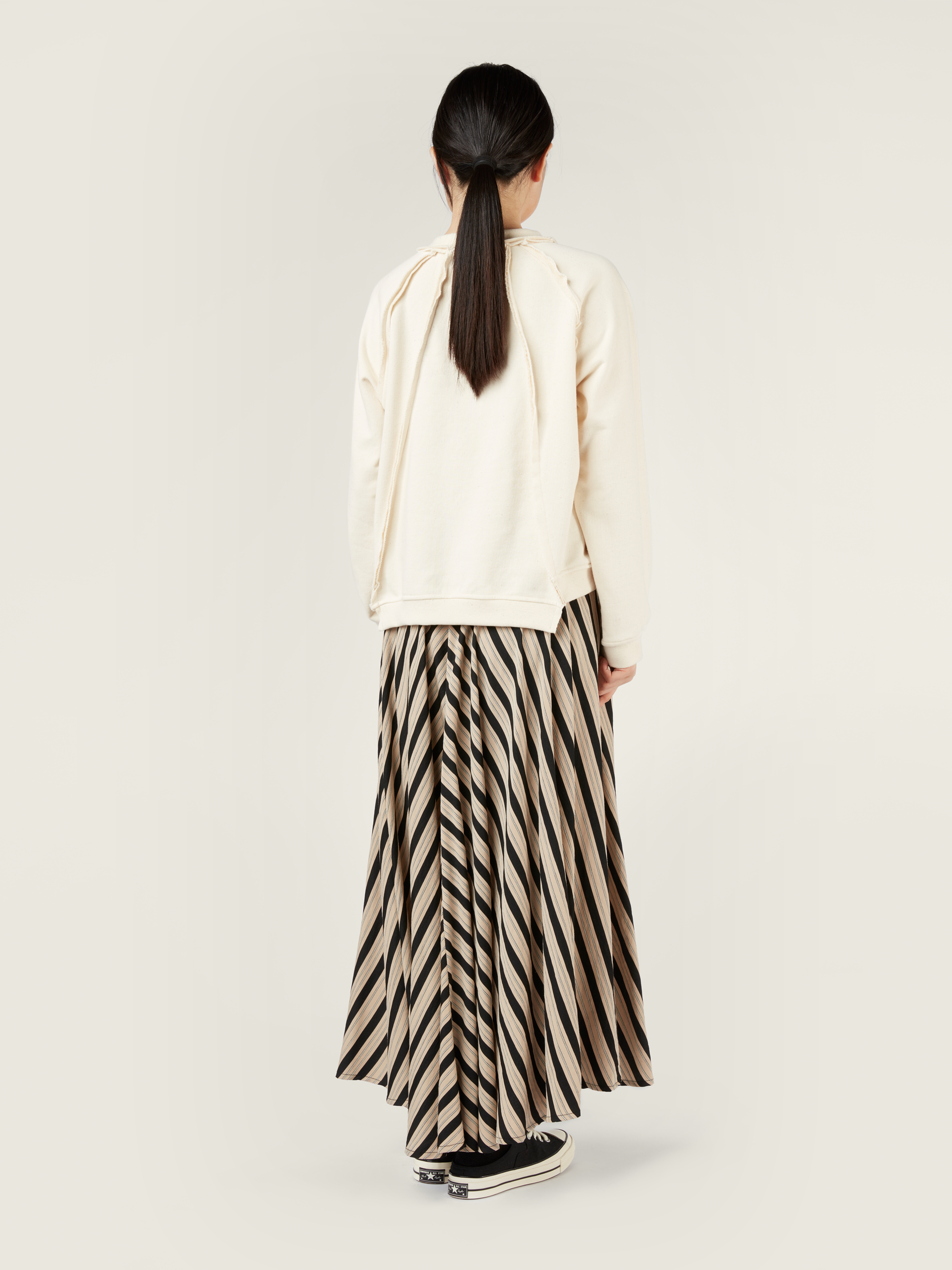 STRIPED VISCOSE BLEND LONG SKIRT