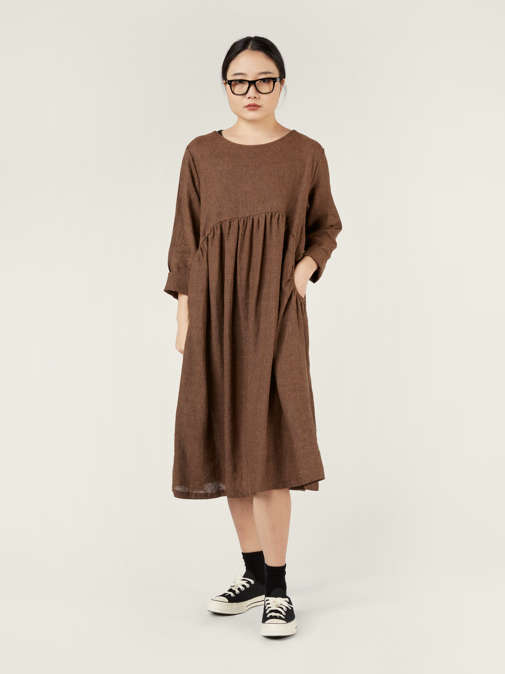 WIDE DRESS IN LINEN AND SILK BLEND