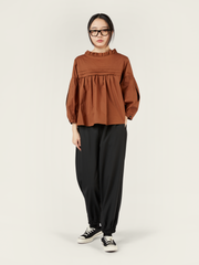 POPLIN BLOUSE WITH PUFFED SLEEVES