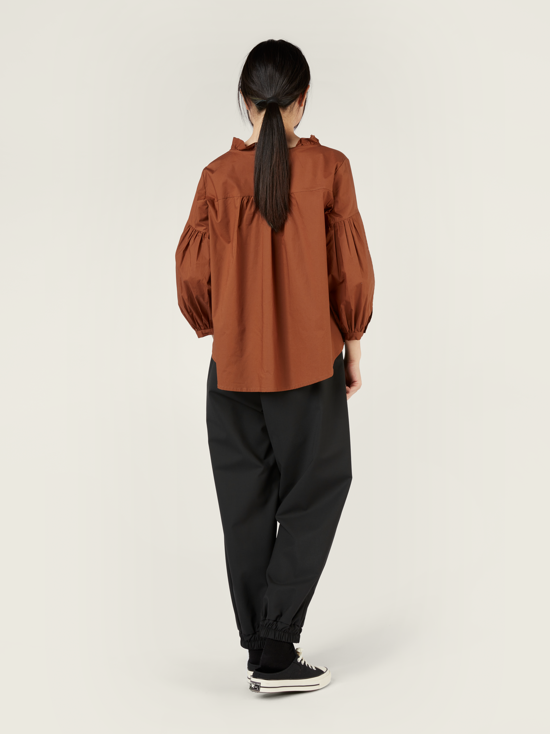 POPLIN BLOUSE WITH PUFFED SLEEVES