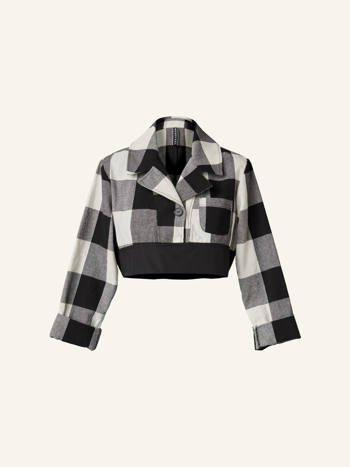 B/W CHECKED CROP SHIRT